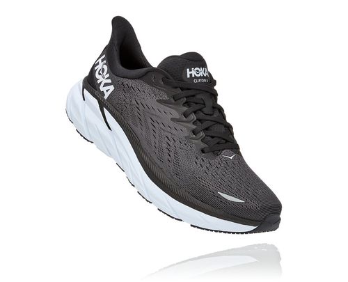 Hoka One One Herre Clifton 8 Road Løpesko Svart/Hvit Norge-54LOM